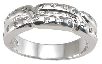 925 Sterling Silver Cubic Zirconium Pave Anniversary Band Ring  Rhodium Finish - Size 5