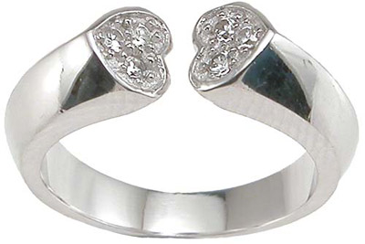Picture of Sterling Couture r6619 925 Sterling Silver Heart Pave Anniversary Ring  Rhodium Finish - Size 5