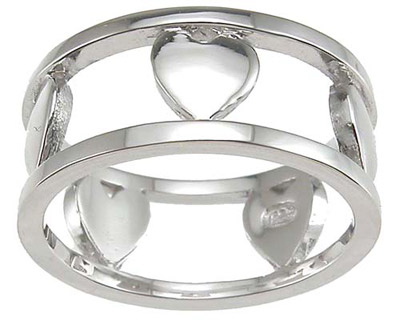 Picture of Sterling Couture r6620 925 Sterling Silver Heart Anniversary Band  Rhodium Finish - Size 5