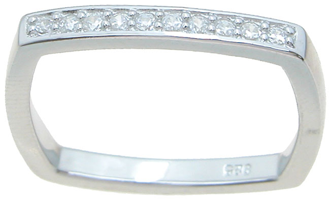 Picture of Sterling Couture r6888 925 Sterling Silver Cubic Zirconium Wedding Band Ring  Rhodium Finish - Size 5