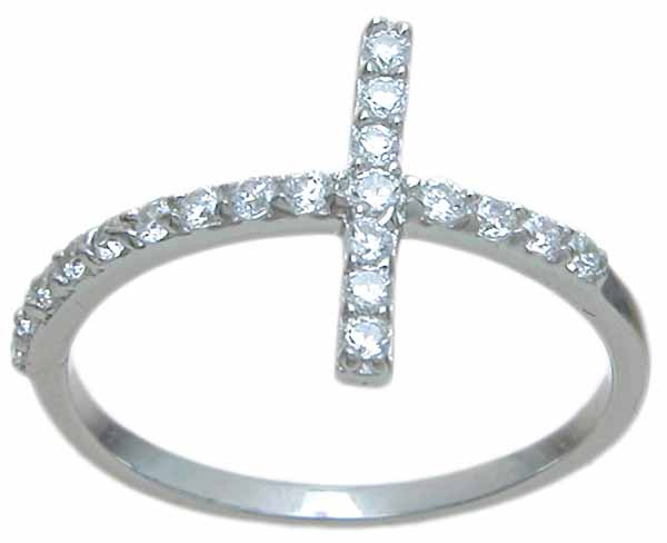 Picture of Sterling Couture r6985 Sterling Silver Cross Ring - Size 5