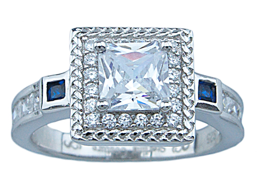 Picture of Sterling Couture r7011 1.25 Carat Princess Sterling Couture 925 Silver Wedding Ring - Size 5