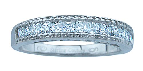 1.25 Carat Princess 925 Silver  Wedding Band Ring - Size 5