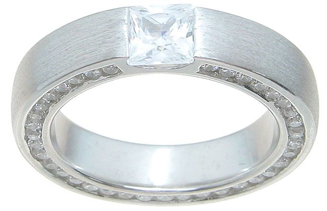 rb6846 5 x 5 mm 925 Sterling Silver Cubic Zirconium Wedding Band Ring - Size 5