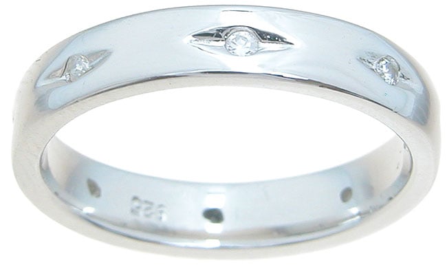 925 Sterling Silver Wedding Band Ring  Rhodium Finish - Size 5