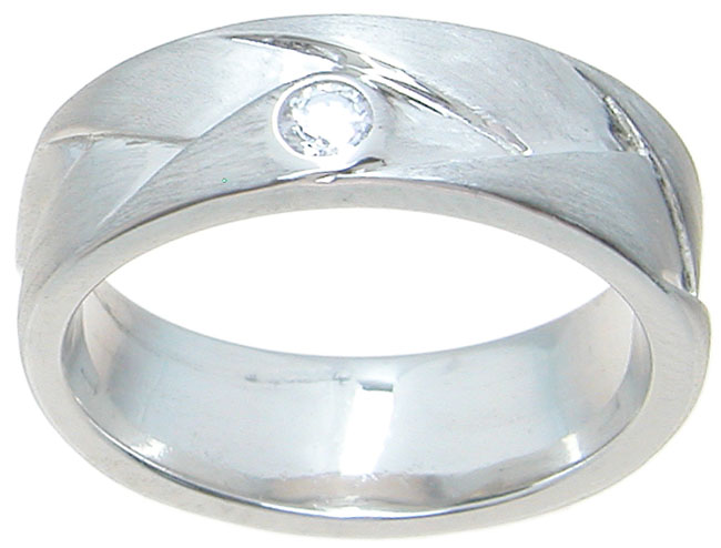 rb6868 6.5 mm 925 Sterling Silver Cubic Zirconium Wedding Band Ring  Venetian Finish - Size 5