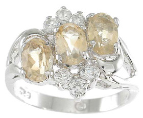 Picture of Sterling Couture rgc5496 12 &amp; 3 mm 925 Sterling Silver Genuine Citrine Ring  Platinum Finish - Size 5