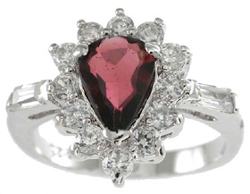 Picture of Sterling Couture rgg5515 925 Sterling Silver Genuine Garnet Ring  Platinum Finish - Size 5