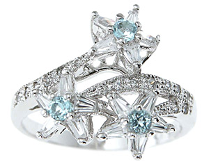 rgt5580 15 & 2 mm 925 Sterling Silver Genuine Topaz Ring  Platinum Finish - Size 5
