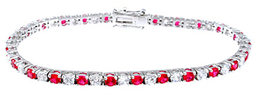 b5451r 7.25 mm 925 Sterling Silver Brilliant Tennis Bracelet  Platinum Finish - Size 7.25