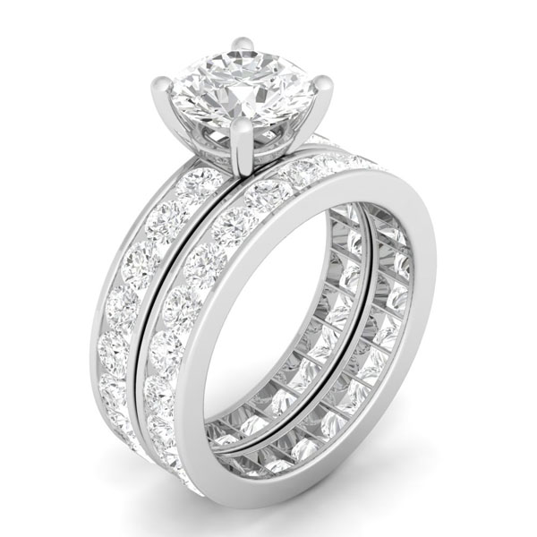 rs6727 925 Sterling Silver Double Eternity Wedding Ring Set - Size 5