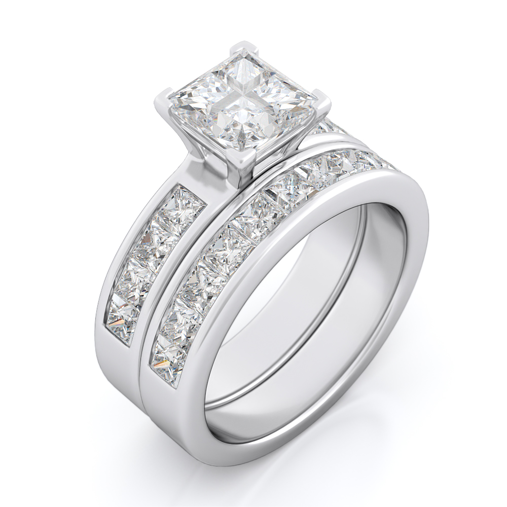10 & 6 mm 925 Sterling Silver Wedding Ring Set - Size 5