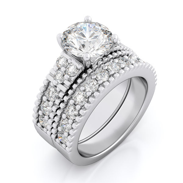 rs7046 10.6 & 5 mm 925 Sterling Silver Wedding Ring Set - Size 5