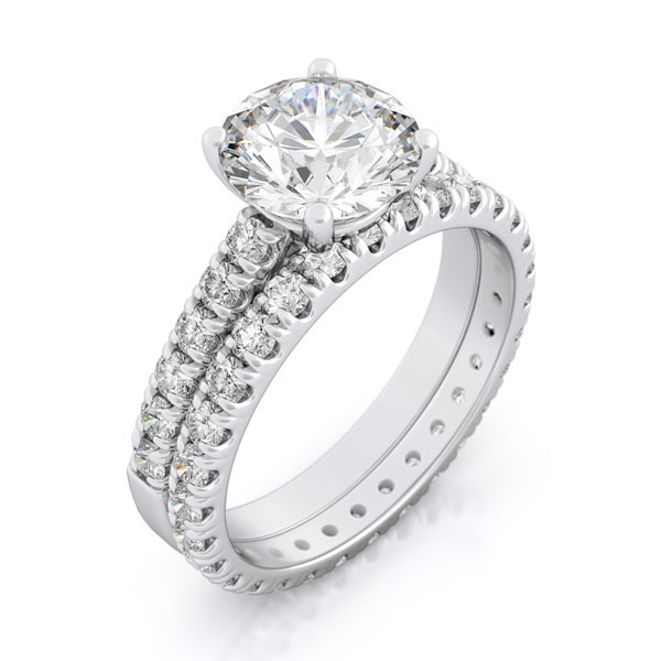 rs7047 6.5 & 3.5 mm 925 Sterling Silver Wedding Ring Set - Size 5