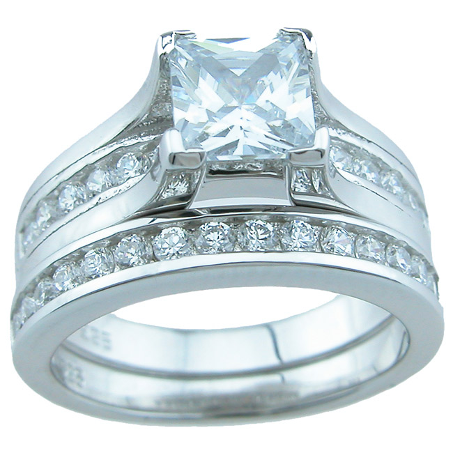 rs7048 10 & 5 mm 925 Sterling Silver Wedding Ring Set - Size 5