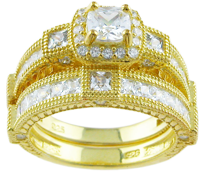 Picture of Sterling Couture rsgp6720 14 kt Gold Plated 925 Sterling Silver Ring - Size 5