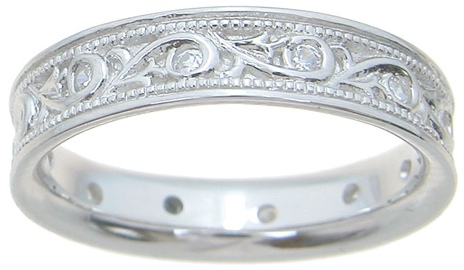 925 Sterling Silver Unisex Wedding Band Ring  Rhodium Finish - Size 5