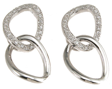 E5891 1 in. 925 Sterling Silver Cubic Zirconium Brilliant Fashion Earrings, Rhodium Finish