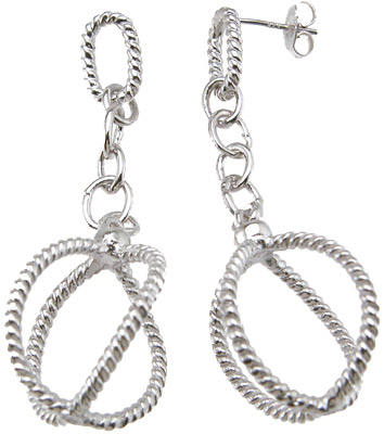 Picture of Sterling Couture e6329 1.75 in. 925 Sterling Silver Fashion Earrings&#44; Rhodium Finish