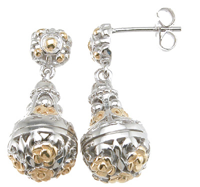 925 Sterling Silver Antique Style Earrings, Rhodium Finish