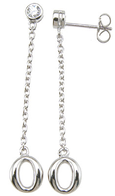 e6365 1.5 in. 925 Sterling Silver Brilliant Fashion Bezel Earrings, Rhodium Finish