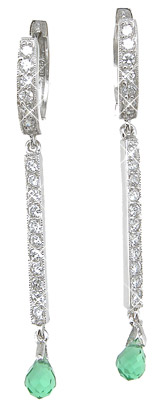 2 in. 925 Sterling Silver Brilliant Fashion Pave Earrings, Rhodium Finish