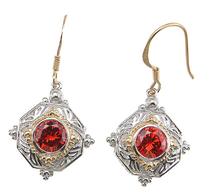 1 in. 925 Sterling Silver Brilliant Antique Style Bezel Earrings, Rhodium Finish