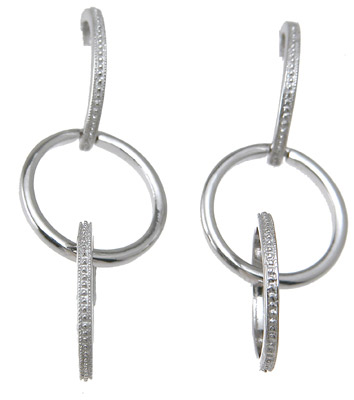 Picture of Sterling Couture e6373 1.5 in. 925 Sterling Silver Fashion Earrings&#44; Rhodium Finish