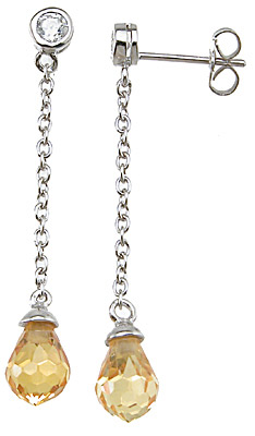 e6439 1 Carat 925 Sterling Silver Brilliant Fashion Bezel Earrings, Rhodium Finish