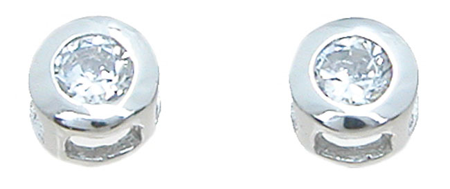 3 mm 925 Sterling Silver Brilliant Stud Earrings, Rhodium Finish