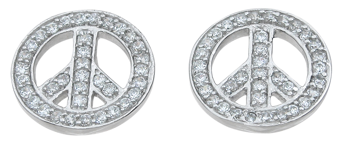 Sterling Silver Peace Sign Earrings