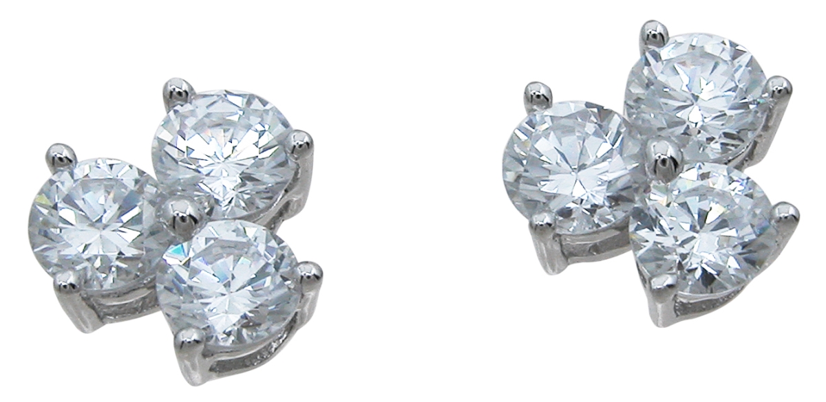 Sterling Silver Three Stone Earrings