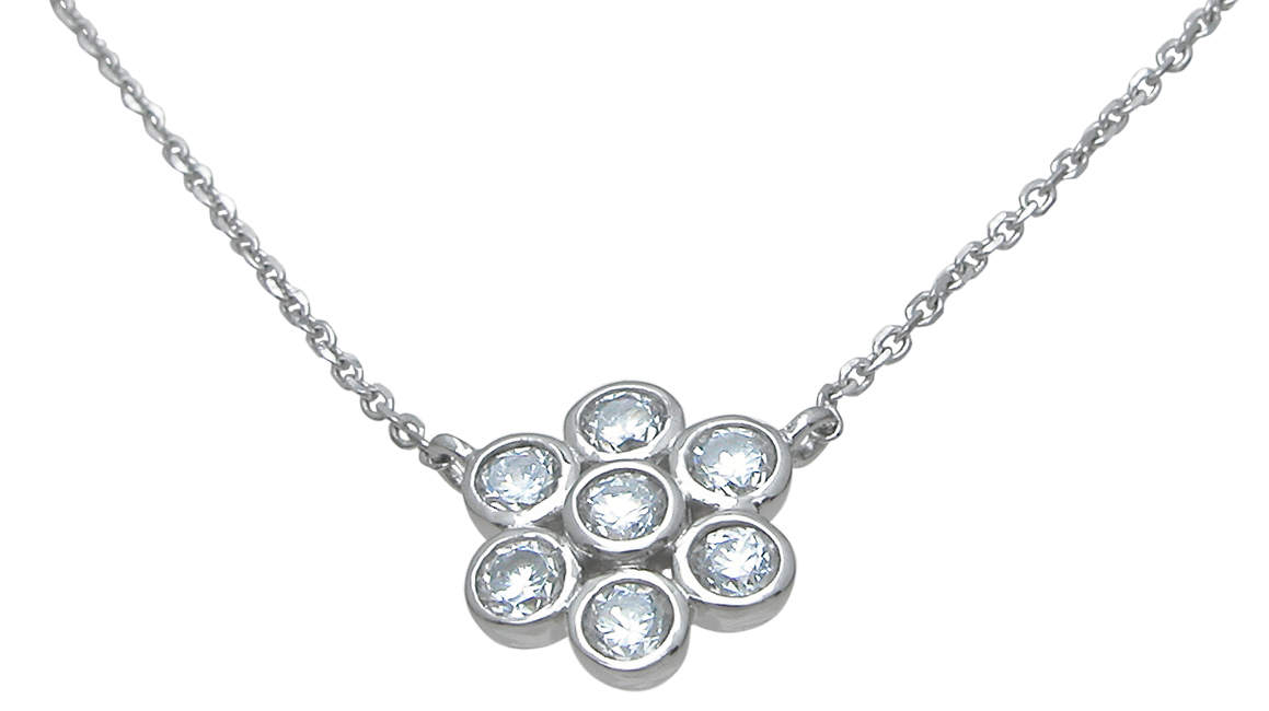 Picture of Sterling Couture n6957 Sterling Silver Flower Necklace