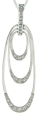 p6117 3 in. 925 Sterling Silver Cubic Zirconium Brilliant Designer Inspired Pendant, Rhodium Finish