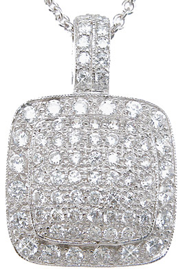 p6381 1 & 0.75 mm 925 Sterling Silver Brilliant Fashion Pave Pendant, Rhodium Finish