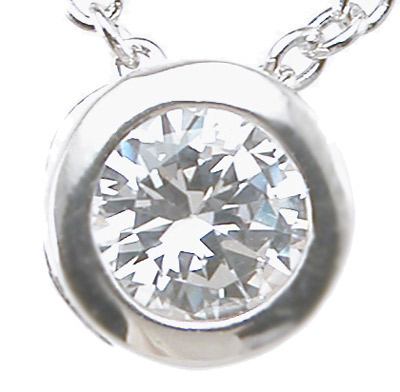 925 Sterling Silver Brilliant Fashion Bezel Pendant, Rhodium Finish