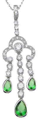 925 Sterling Silver Brilliant Antique Style Bezel Pendant, Rhodium Finish