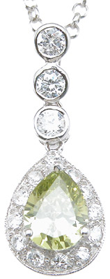 925 Sterling Silver Pear Shape Antique Style Pave Pendant, Rhodium Finish