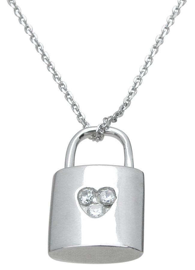 19 & 11 mm Sterling Silver Lock Pendant