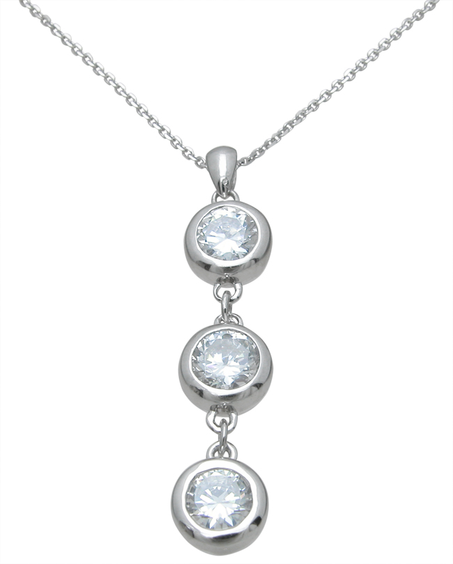36 & 9 mm Sterling Silver Three Stone Pendant