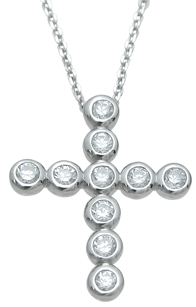 pc6918 Sterling Silver Cross Pendant, White