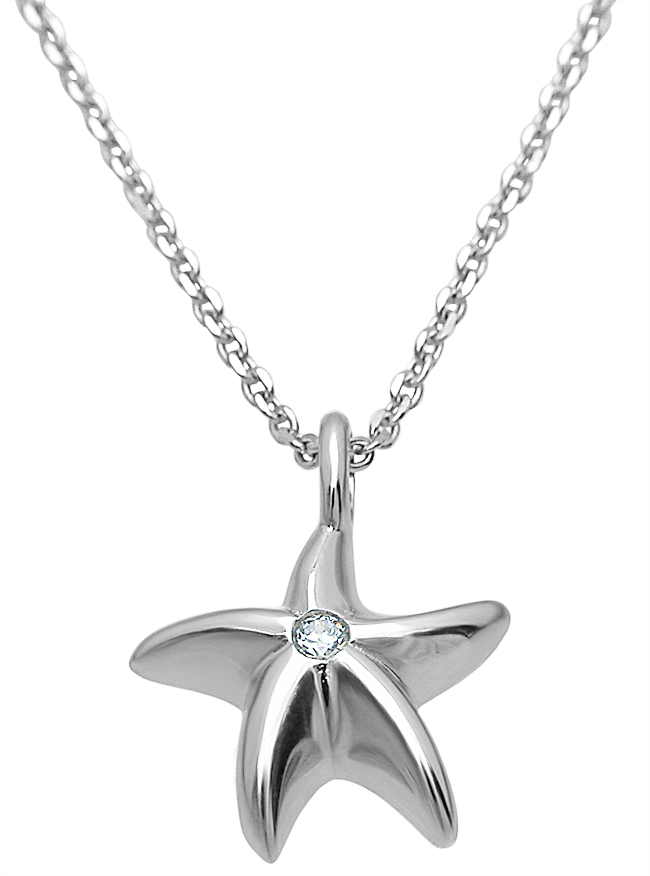 Sterling Silver Cubic Zirconia Star Fish Pendant