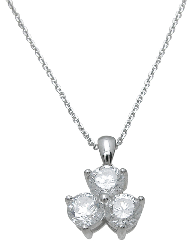 17 & 13 mm Sterling Silver Three Stone Pendant