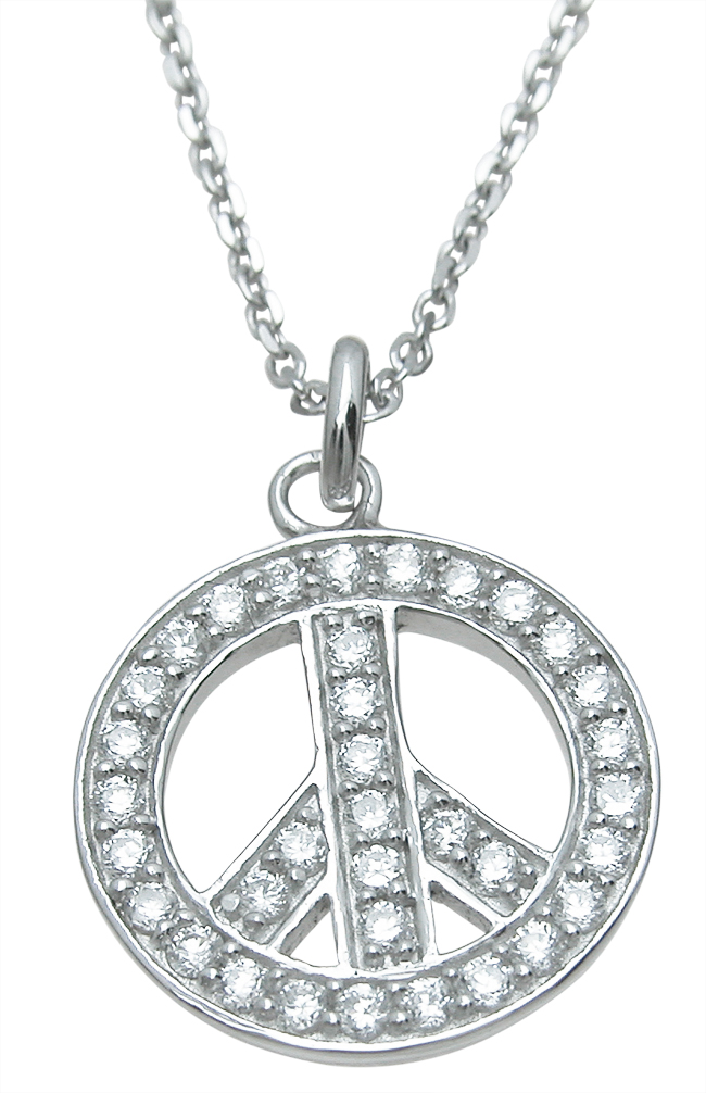Sterling Silver Peace Sign Pendant