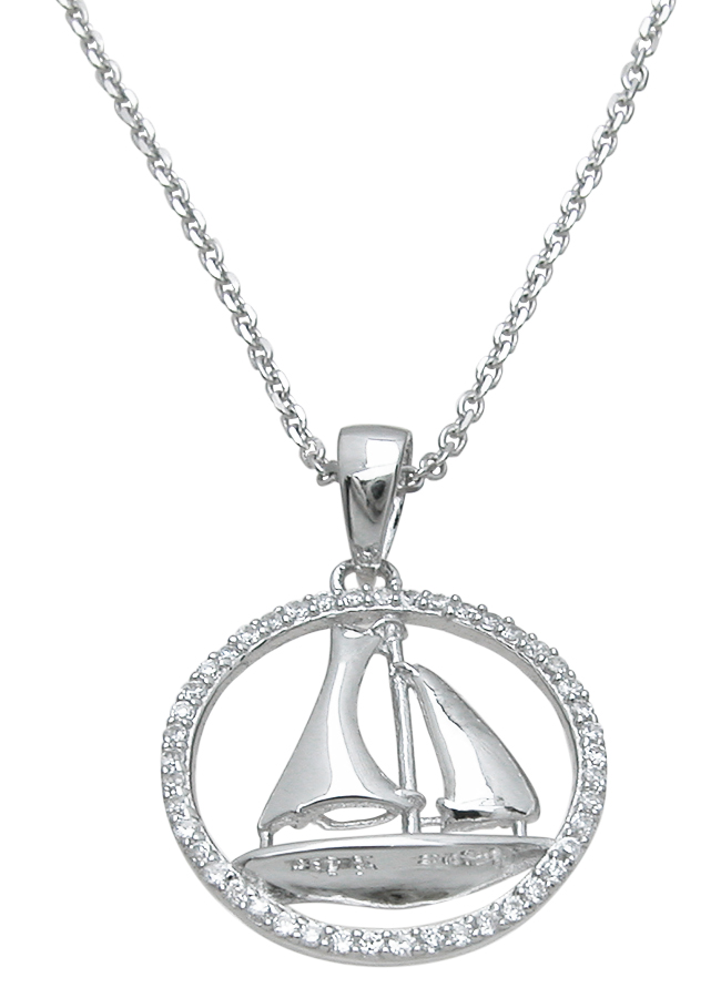 Sterling Silver Sail Ship Marine Pendant