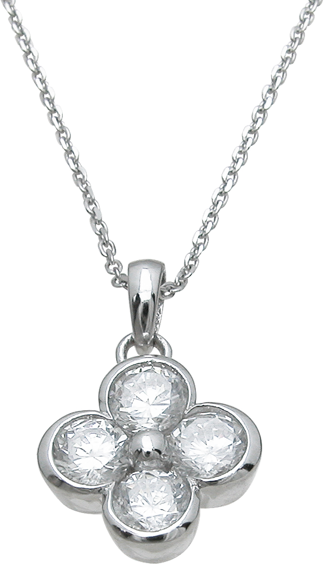 Sterling Silver Flower Pendant, Rhodium Finish