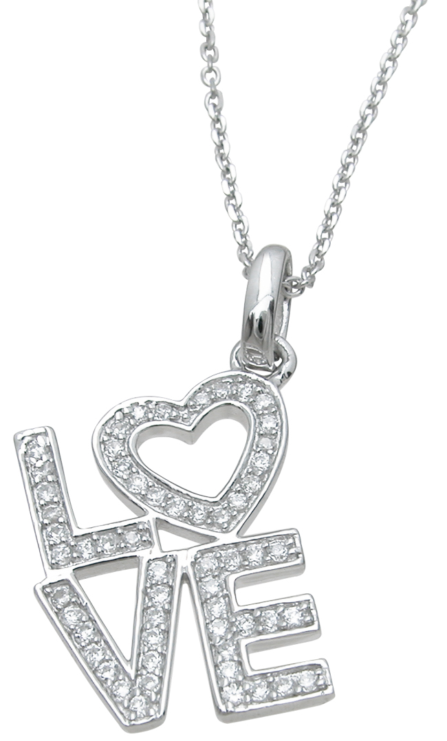 Sterling Silver Cubic Zirconia Love Pendant