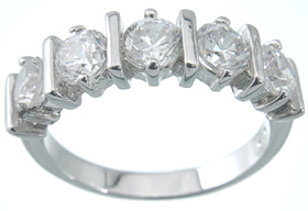 925 Sterling Silver Brilliant Band Ring  Platinum Finish - Size 5