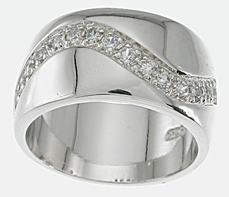 Picture of Sterling Couture r5099 925 Sterling Silver Bertini Fashion Pave Band Ring  Platinum Finish - Size 5