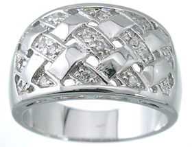 Picture of Sterling Couture r5169 925 Sterling Silver Berkovich Fashion Pave Band Ring  Platinum Finish - Size 5